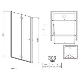 Душевая дверь Radaway EOS DWB 90 L прозрачное стекло